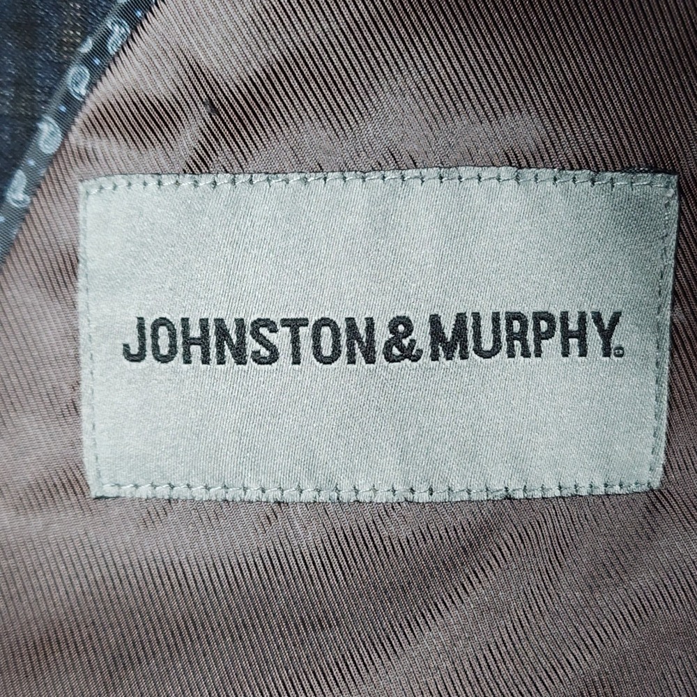 Johnston & Murphy Blazer Mens S Grey Plaid Brown Elbow Patches Sport Coat - Picture 7 of 14